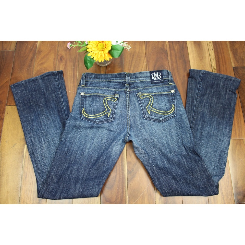 ROCK & REPUBLIC FLARE BLUE JEANS Sz 26 - Picture 3 of 6